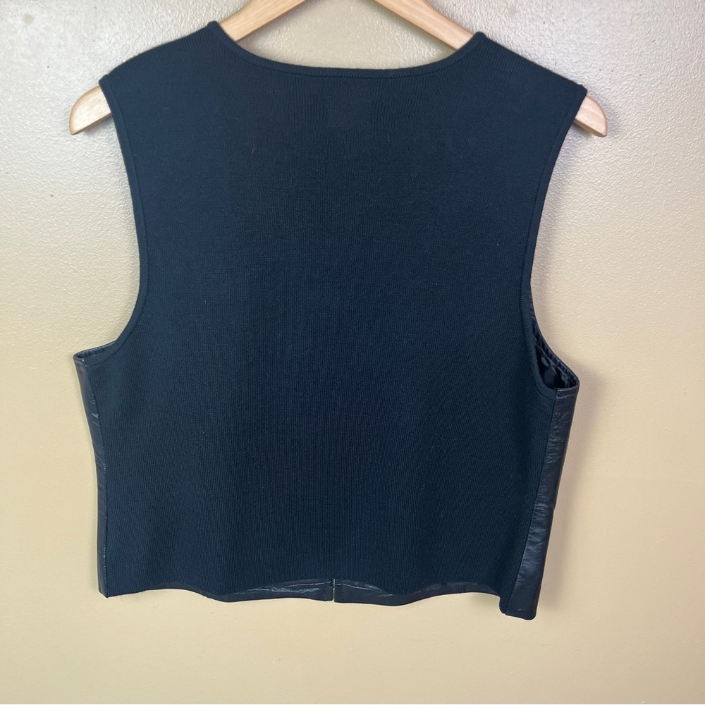 Black Leather Zip-Up Vest Lambskin Leather Women's XL - Picture 3 of 9